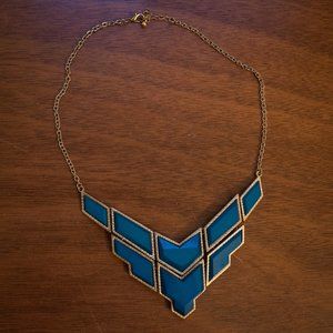 Teal & Gold Geometric Necklace
